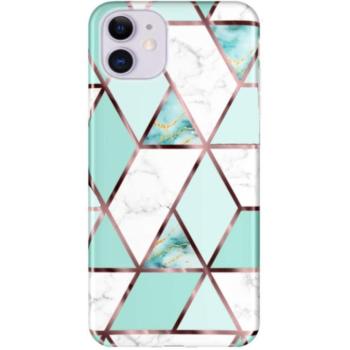 Samsung Galaxy A51 5G SM-A516F, Szilikon tok, sokszöges márvány minta, Wooze Geometric Marble, színes/zöld kép