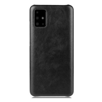 Samsung Galaxy A51 SM-A515F, Műanyag hátlap védőtok, bőrhatású hátlap, fekete kép