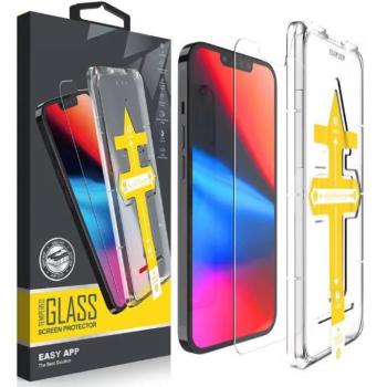 Samsung Galaxy A54 5G SM-A546B, Kijelzővédő fólia, ütésálló fólia (az íves részre NEM hajlik rá!), Tempered Glass (edzett üveg), segéd kerettel, Wooze Gorilla Glass, Clear kép