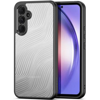 Samsung Galaxy A54 5G SM-A546B, Műanyag hátlap védőtok + szilikon keret, hullám minta, Dux Ducis Aimo, áttetsző/fekete kép