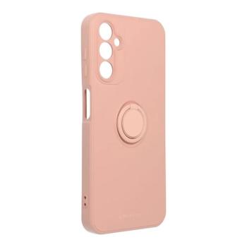 Samsung Galaxy A54 gyűrűs hátlap tok, szilikon tok, velúr belső, rózsaszín/barackvirág, SM-A546, Roar Amber kép