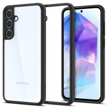 Samsung Galaxy A55 5G SM-A556B, Műanyag hátlap védőtok + szilikon keret, Spigen Ultra Hybrid, átlátszó/fekete kép