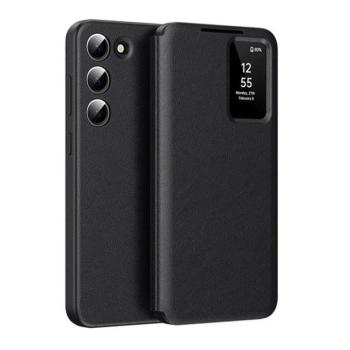 Samsung Galaxy A55 5G SM-A556B, Oldalra nyíló tok, hívás mutatóval, kártyatartóval, Smart View Cover, fekete kép