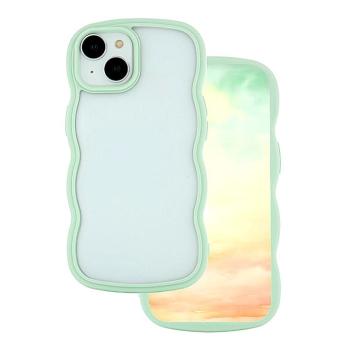 Samsung Galaxy A55 hátlap tok, TPU tok, hullámos keret, átlátszó / zöld, SM-A556, Wave kép