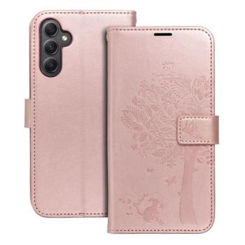 Samsung Galaxy A55 telefon tok, könyvtok, oldalra nyíló tok, mágnesesen záródó, rose gold, tree, SM-A556, Forcell Mezzo kép