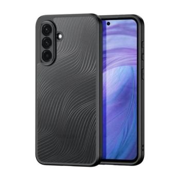 Samsung Galaxy A56 5G SM-A566B, Műanyag hátlap védőtok + szilikon keret, hullám minta, Dux Ducis Aimo, áttetsző/fekete kép