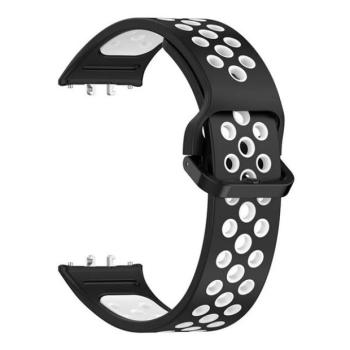 Samsung Galaxy Fit3 SM-R390, szilikon pótszíj, lyukacsos, légáteresztő, fekete/fehér kép