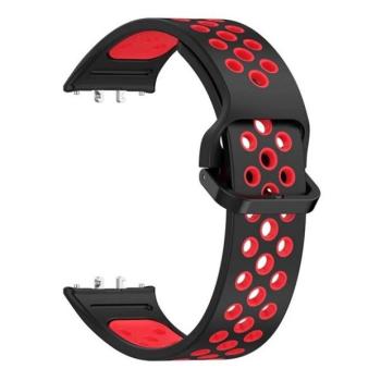 Samsung Galaxy Fit3 SM-R390, szilikon pótszíj, lyukacsos, légáteresztő, fekete/piros kép