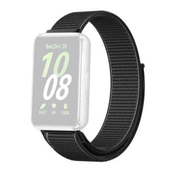 Samsung Galaxy Fit3 SM-R390, textíl pótszíj, nylon, tépőzáras, állítható, légáteresztő, fekete kép