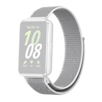Samsung Galaxy Fit3 SM-R390, textíl pótszíj, nylon, tépőzáras, állítható, légáteresztő, világosszürke kép