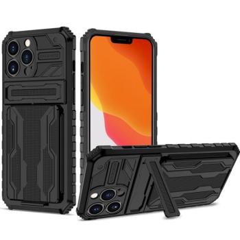 Samsung Galaxy M23 5G SM-M236B, Műanyag hátlap védőtok szilikon belső, közepesen ütésálló, kitámasztóval, kártyatartóval, Wooze Transformer, fekete kép