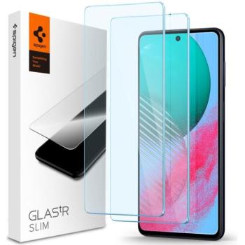 Samsung Galaxy M54 5G SM-M546B, Kijelzővédő fólia, (az íves részre NEM hajlik rá!), Tempered Glass (edzett üveg), Spigen Glastr Slim, Clear, 2 db / csomag kép