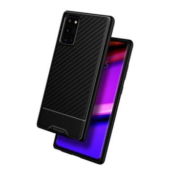 Samsung Galaxy Note 20 / 20 5G SM-N980 / N981, Szilikon tok, Spigen Core Armor, karbon minta, fekete kép