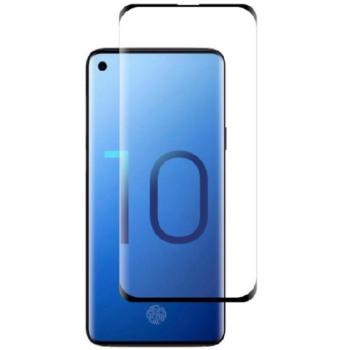Samsung Galaxy S10 Plus SM-G975, Kijelzővédő fólia, ütésálló fólia (az íves részre is!), Tempered Glass (edzett üveg), fekete kép