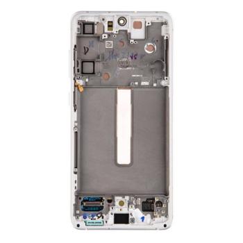 Samsung Galaxy S21 FE kompatibilis LCD modul kerettel, OEM jellegű, fehér kép
