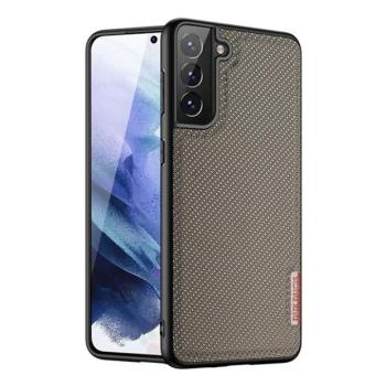 Samsung Galaxy S21 Plus 5G SM-G996, Műanyag hátlap védőtok + szilikon keret, fényvisszaverő szövet hátlap, rács minta, Dux Ducis Fino, zöld kép