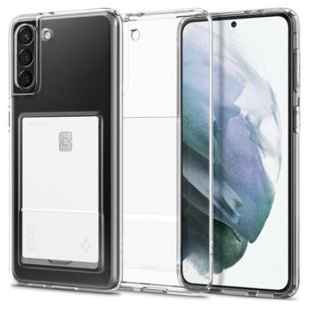 Samsung Galaxy S21 Plus 5G SM-G996, Szilikon tok, kártyatartóval, Spigen Crystal Slot, átlátszó kép