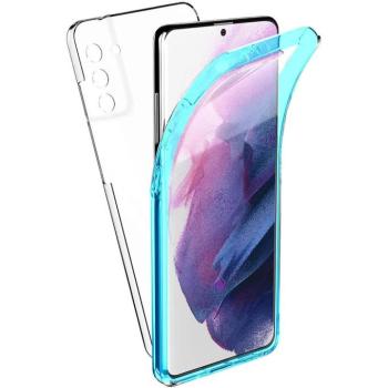 Samsung Galaxy S21 Plus elő + hátlapi tok, PC + TPU, 360°, kék kerettel, SM-G996, Forcell kép