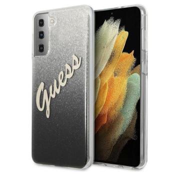 Samsung Galaxy S21 Plus hátlap tok, csillámos, ezüst-fekete, SM-G996, GUESS Vintage kép
