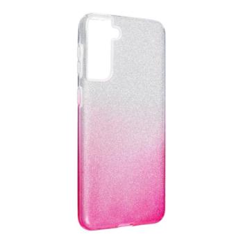 Samsung Galaxy S21 Plus szilikon tok, csillámos, hátlap tok, pink-ezüst, SM-G996, Shining kép