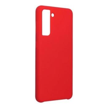 Samsung Galaxy S21 Plus szilikon tok, matt, velúr belső, kivágott, piros, SM-G996, Forcell Silicone kép