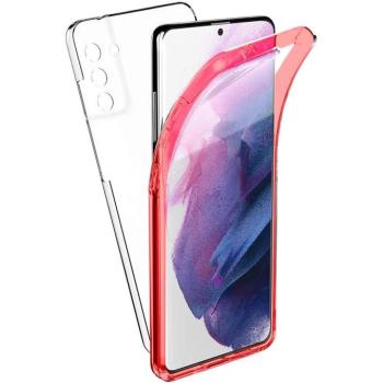 Samsung Galaxy S21 Ultra elő + hátlapi tok, PC + TPU, 360°, piros kerettel, SM-G998, Forcell kép
