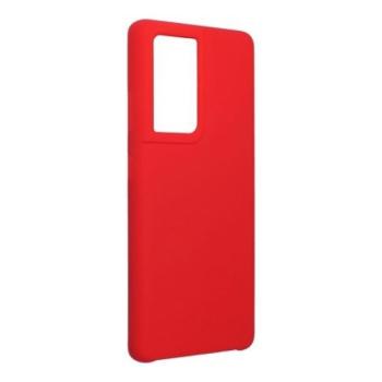 Samsung Galaxy S21 Ultra szilikon tok, matt, velúr belső, kivágott, piros, SM-G998, Forcell Silicone kép