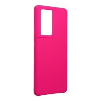 Samsung Galaxy S21 Ultra szilikon tok, matt, velúr belső, pink, SM-G998, Forcell Silicone kép