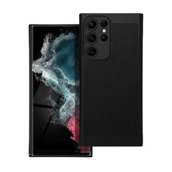 Samsung Galaxy S22 Ultra 5G SM-S908, Műanyag hátlap védőtok, légáteresztő, lyukacsos minta, Breezy, fekete kép