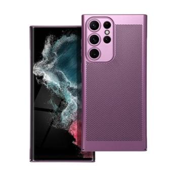 Samsung Galaxy S22 Ultra 5G SM-S908, Műanyag hátlap védőtok, légáteresztő, lyukacsos minta, Breezy, lila kép