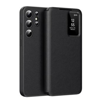 Samsung Galaxy S22 Ultra 5G SM-S908, Oldalra nyíló tok, hívás mutatóval, kártyatartóval, Smart View Cover, fekete kép