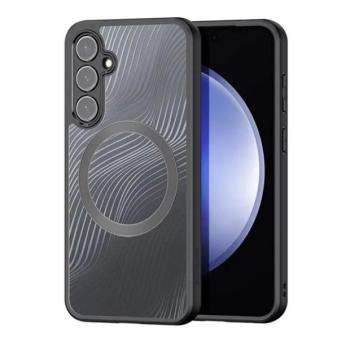 Samsung Galaxy S23 FE SM-S711, Műanyag hátlap védőtok + szilikon keret, Magsafe töltővel kompatibilis, hullám minta, Dux Ducis Aimo Mag, áttetsző/fekete kép