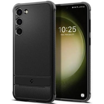 Samsung Galaxy S23 FE SM-S711, Szilikon tok, Spigen Rugged Armor, karbon minta, fekete kép