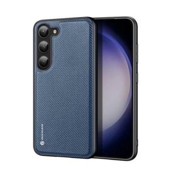Samsung Galaxy S23 Plus SM-S916, Műanyag hátlap védőtok + szilikon keret, fényvisszaverő szövet hátlap, rács minta, Dux Ducis Fino, sötétkék kép