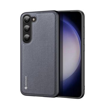 Samsung Galaxy S23 Plus SM-S916, Műanyag hátlap védőtok + szilikon keret, fényvisszaverő szövet hátlap, rács minta, Dux Ducis Fino, szürke kép