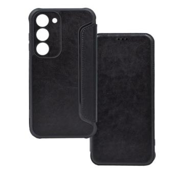 Samsung Galaxy S23 Plus SM-S916, Oldalra nyíló tok, közepesen ütésálló, bőrhatású, fekete kép