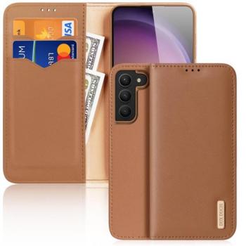 Samsung Galaxy S23 Plus SM-S916, Oldalra nyíló tok, valódi bőrtok, stand, Dux Ducis Hivo, barna kép