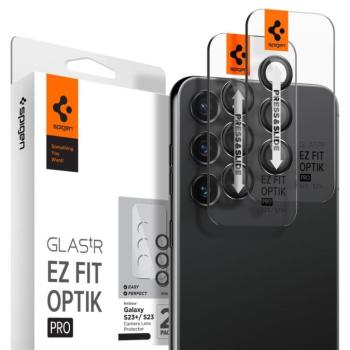 Samsung Galaxy S23 / S23 Plus SM-S911 / S916, Kamera lencsevédő fólia, ütésálló fólia, Tempered Glass (edzett üveg), Spigen Glastr Ez Fit Optik Pro, fekete, 2 db / csomag kép