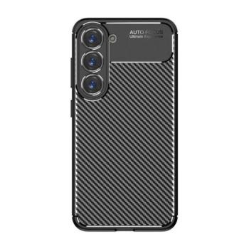 Samsung Galaxy S23 SM-S911, Szilikon tok, közepesen ütésálló, légpárnás sarok, karbon minta, fekete kép