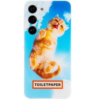Samsung Galaxy S23 Toiletpaper gyári tok, macska minta kép
