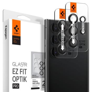 Samsung Galaxy S23 Ultra SM-S918, Kamera lencsevédő fólia, ütésálló fólia, Tempered Glass (edzett üveg), Spigen Glastr Ez Fit Optik Pro, fekete, 2 db / csomag kép