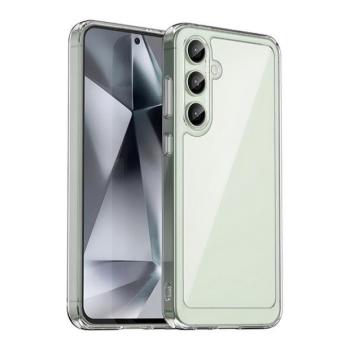 Samsung Galaxy S24 FE SM-S721, Műanyag hátlap védőtok + szilikon keret, közepesen ütésálló, átlátszó hátlap, átlátszó kép