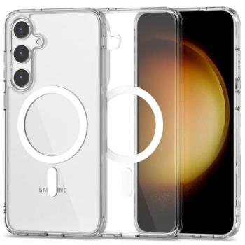 Samsung Galaxy S24 FE SM-S721, Műanyag hátlap védőtok + szilikon keret, Magsafe töltővel kompatibilis, FlexAir Hybrid Magsafe, átlátszó kép