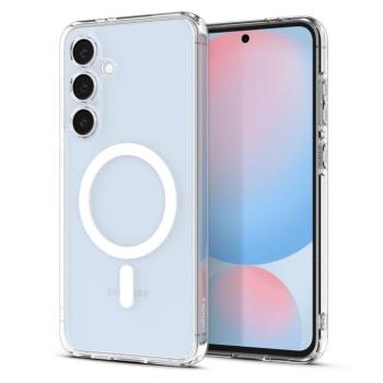 Samsung Galaxy S24 FE SM-S721, Műanyag hátlap védőtok + szilikon keret, Magsafe töltővel kompatibilis, Spigen Ultra Hybrid Mag, átlátszó/fehér kép