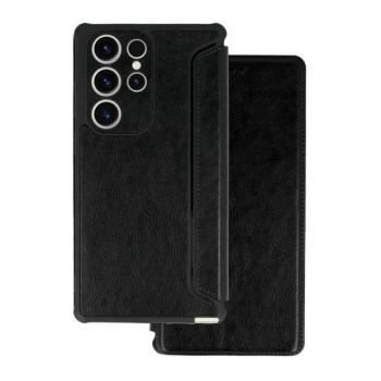 Samsung Galaxy S24 FE SM-S721, Oldalra nyíló tok, közepesen ütésálló, bőrhatású, fekete kép