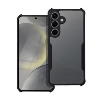 Samsung Galaxy S24 FE SM-S721, Szilikon tok, közepesen ütésálló, légpárnás sarok, akril hátlap, Anti-Drop Case, átlátszó/fekete kép