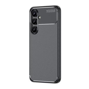 Samsung Galaxy S24 FE SM-S721, Szilikon tok, közepesen ütésálló, légpárnás sarok, karbon minta, fekete kép