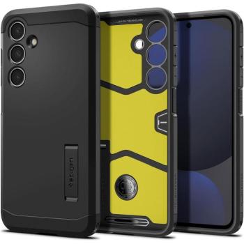 Samsung Galaxy S24 FE SM-S721, Szilikon tok + műanyag hátlap, kitámasztóval, Spigen Tough Armor, fekete kép