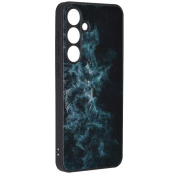 Samsung Galaxy S24 Plus kemény hátlap tok, üveg / polikarbonát / TPU tok, kék felhő mintás, SM-S926, Techsuit Glaze Blue Nebula kép