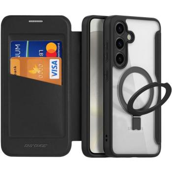 Samsung Galaxy S24 Plus SM-S926, Oldalra nyíló tok, stand, közepesen ütésálló, kitámasztóval, RFID technológiával, Magsafe kompatibilis, Dux Ducis Skin X Pro Folding Stand Magsafe, fekete kép
